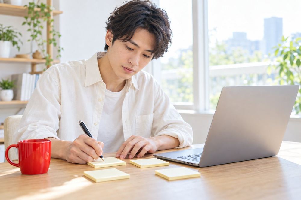 明るいオフィスで、ライバー経験のある女性のマネージャーが、20代の女性に契約の内容を書面を見せながら説明している