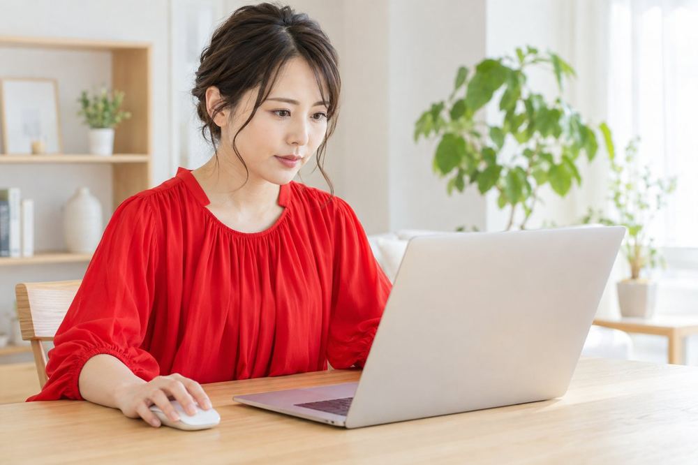 30代の女性がパソコンの通知設定を開き、配信中に出る通知を一つずつ切っている
